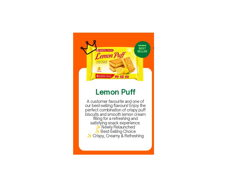 1.55kg ( Approx 70pkts+-) Lemon Puff
